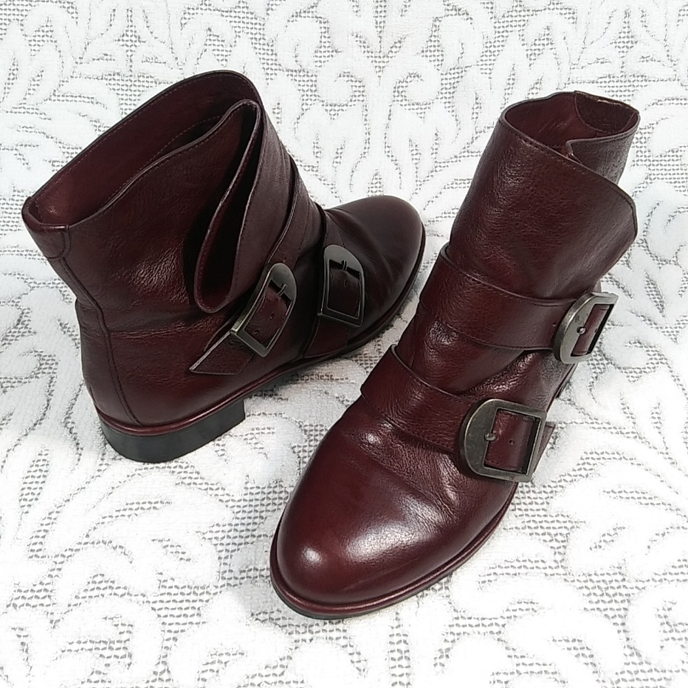 Via Spiga Double-buckle Leather Ankle Boot
